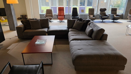 Image 1 of Corner sofa High End 345x302 fabric Gray leather Fango