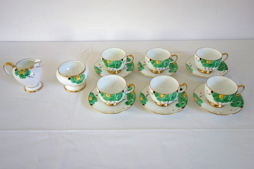 Juego de té Art Déco Paragon, fabricado en Inglaterra en la década de 1930.
