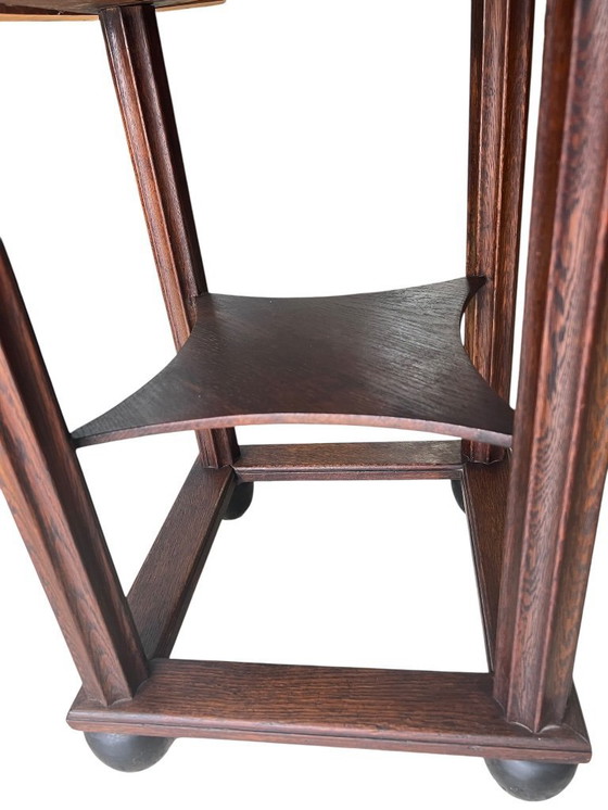 Image 1 of Table d'appoint Art déco en bois massif env. années 1920-1930