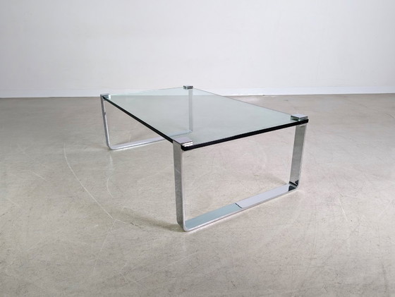 Image 1 of Mesa de centro clásica Peter Draenert 1022 de 120 cm de largo y diseño de cristal.