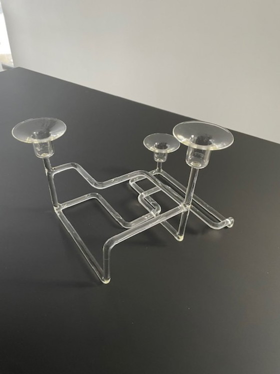 Image 1 of Artistieke glazen kandelaar – sculpturaal geometrisch ontwerp