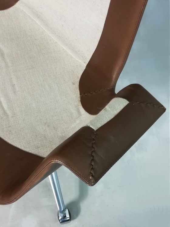 Image 1 of Sedia da ufficio in pelle Kill FK67 Icone 1967 Fabricius Kastholm Tulip a 3 gambe Knoll