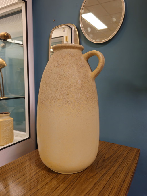 Vaso da pavimento vintage della Germania Ovest, vaso a forma di orecchio, beige