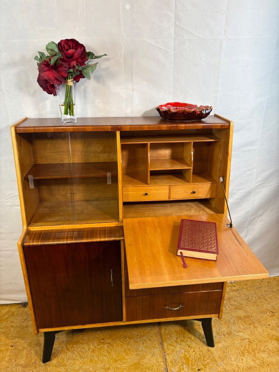 Image 1 of Mid Century Retro Teak Bureau Bookcase (Circa 1960)  A fantastic and versatile mid century modern teak bureau bookcase dating fr