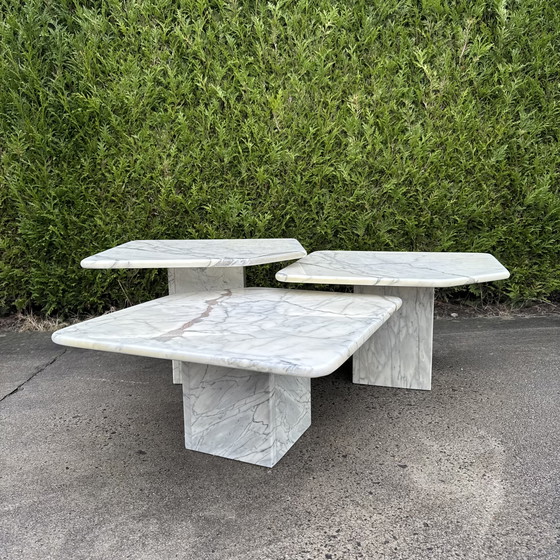 Image 1 of Set salontafels in Bianco Carrara marmer