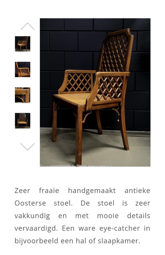 Set da pranzo antico in stile Hollywood Regency composto da tavolo e sei sedie. – Rattan (photo 2 of 5)