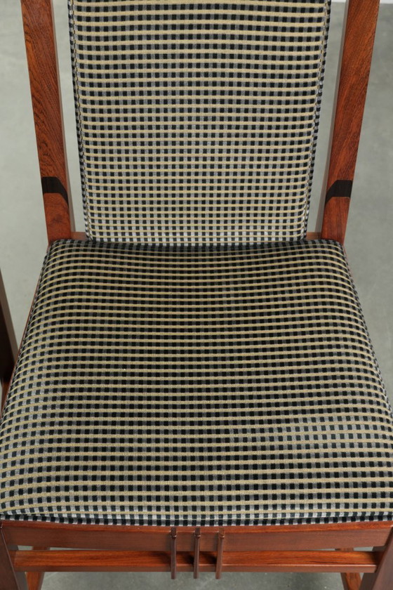 Image 1 of 4 x Art Deco design Schuitema eetkamerstoel met houten frame en luxe stoffen bekleding uit de Decoforma serie
