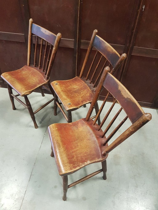 3 rare sedie con bottoni Van Leuven Van Hout Steam Factory USA