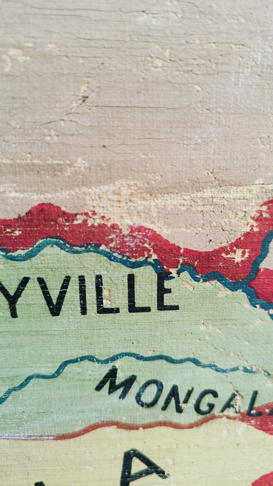 Image 1 of Antiguo mapa escolar antiguo pintado a mano Congo Belga Africa