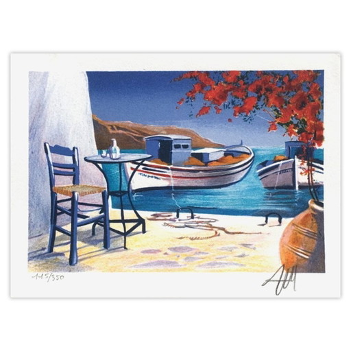André Bongibault Signed Lithograph Grèce - Petite Suite 03 – lithos zeefdrukken, Paper (photo 2 of 5)
