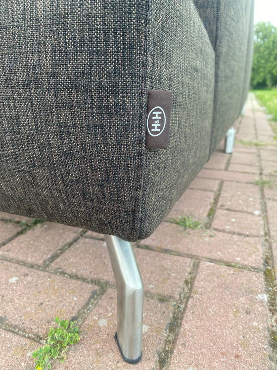 Image 1 of Sofá esquinero de tela marrón oscuro Henders & Hazel