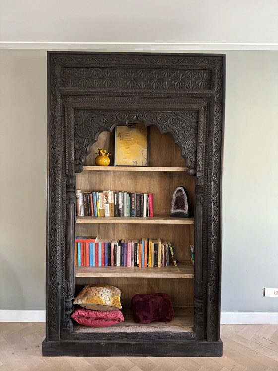 Image 1 of Hand-carved wooden cabinet from India