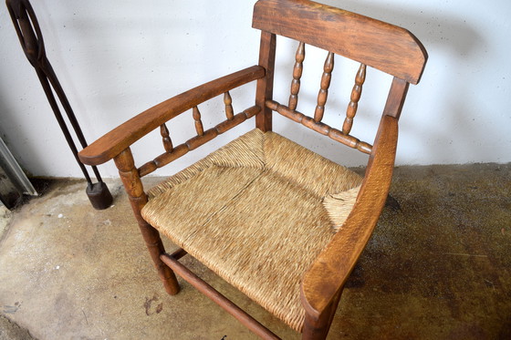 Image 1 of 1920s Rustic Antique Armchair Chaise tressée Vintage Chair