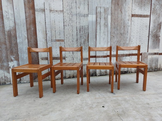 Image 1 of Minimalistische Holzstühle, 1970er Jahre, Satz von 4
