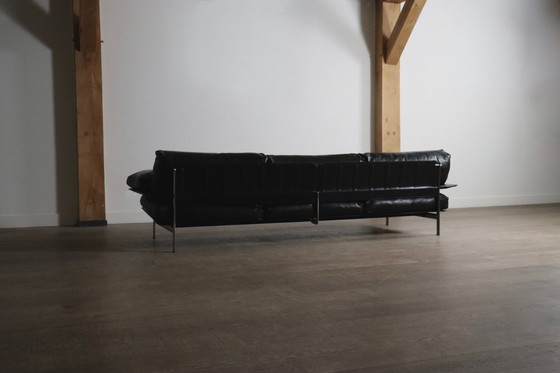 Image 1 of Dreisitzer-Sofa Diesis aus schwarzem Leder von Antonio Citterio für B&B Italia, 1970er Jahre