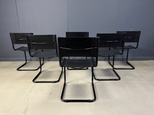 Ensemble de 6 chaises de salle à manger cantilever années 1980
