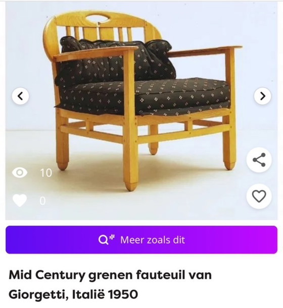 Image 1 of Fauteuil Giorgetti Italie 1950