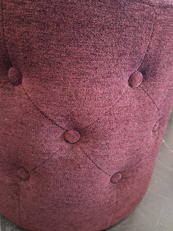 Image 1 of Burgundy stool with buttons