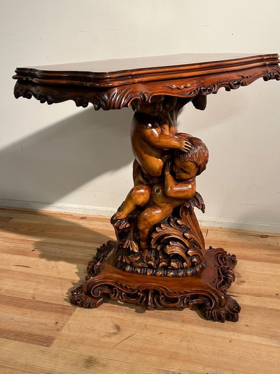 Image 1 of Vintage Barok TV tafel in hout 