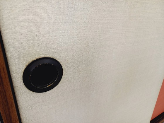 Image 1 of Libreria componibile vintage italiana in melaminico con decori in legno e metallo degli anni '60