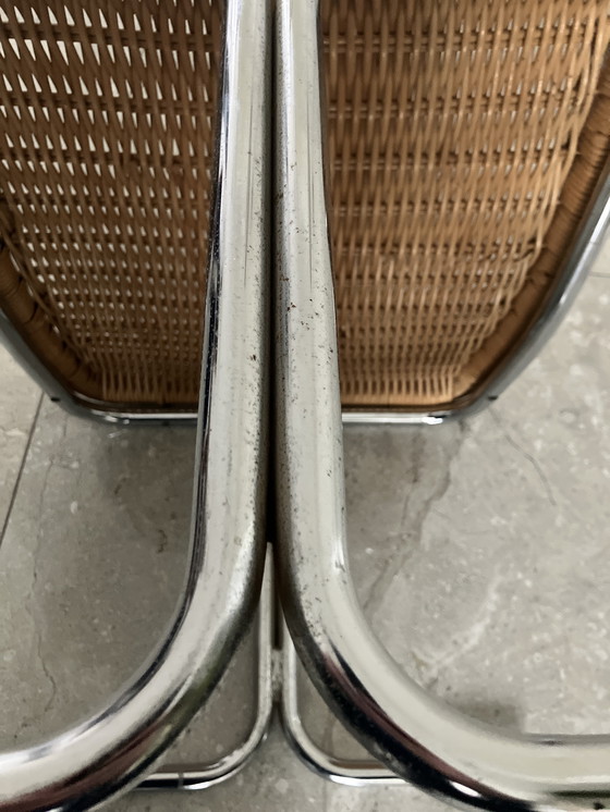 Image 1 of RVS-Chroom / Rotan krukje / voetensteun