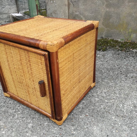 Image 1 of Rattan Cube with Storage Around 1960