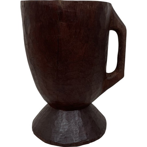 Vintage mortier Afrikaanse kunst in massief hout