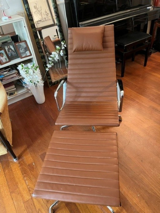 1 x Vitra Eames EA 124 Fauteuil + EA 125 Locker – Leather, Aluminium