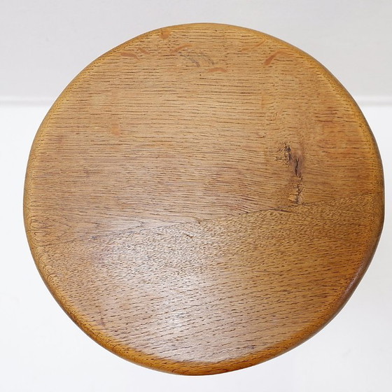 Image 1 of Pair of brutalist bar stools in oak and wrought iron, 1960s