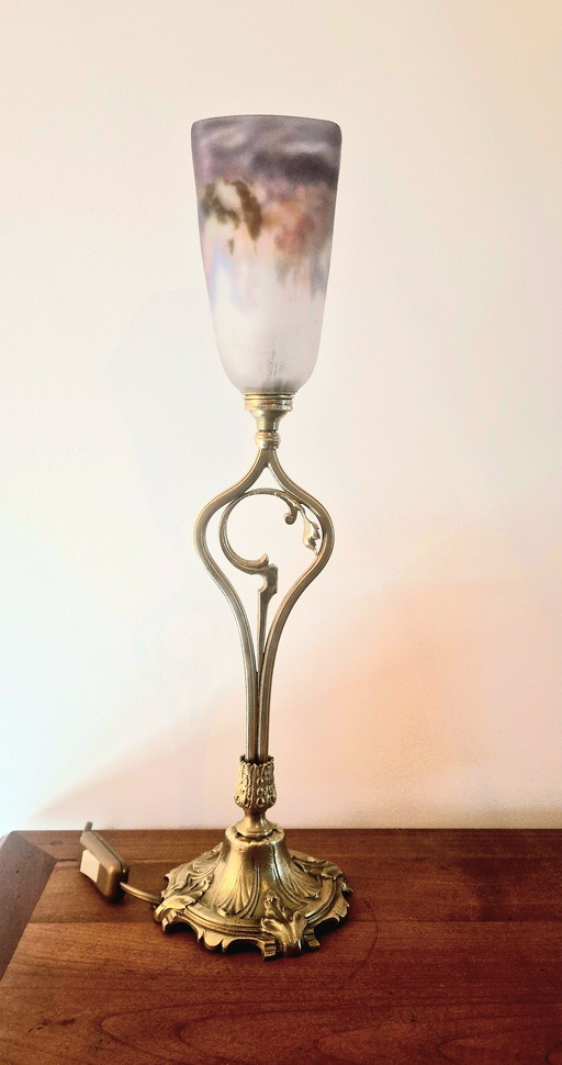 Bronze Art Nouveau style lamp Signed Müller Frères