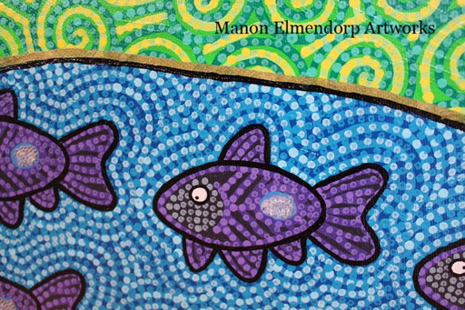 60x80cm Peinture unique peinte à la main "Oiseau bleu"''.
