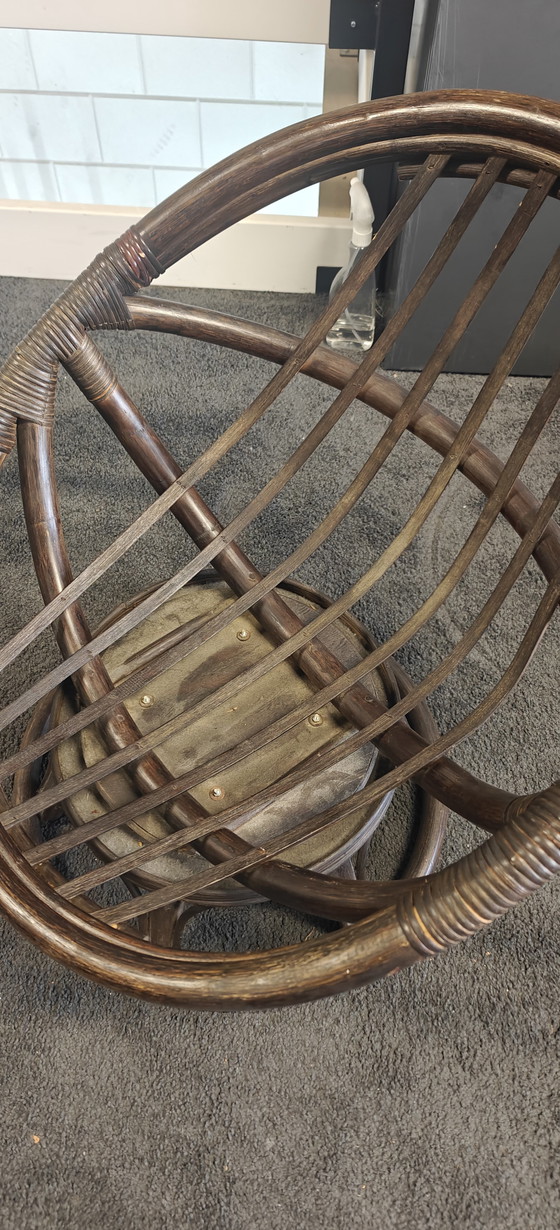 Image 1 of vintage Manou rattan swivel chair