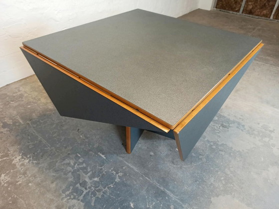 Table de salle à manger extensible postmoderne Hennie de Jong, Tables de salle à manger, Bois, Métal, Noir (photo 7 sur 15)