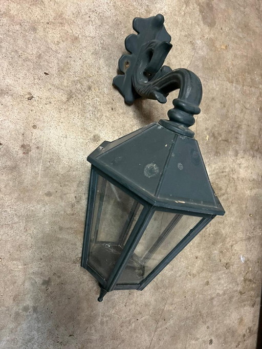 2x classic iron outdoor pendant lamp / wall lamp dark green