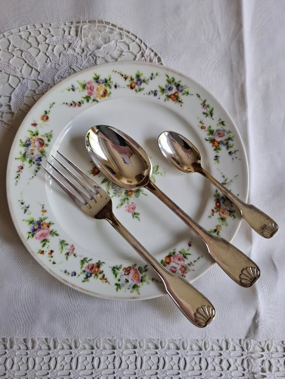 Image 1 of Juego de cubiertos plateados, modelo Coquille/Vendôme, 37 piezas