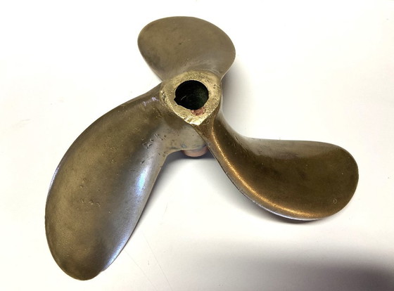 Antique Marine Three-Blade Boat Propeller Solid Bronze Early 1900s Collector, Decorative Objects, Gold (photo 2 of 12)