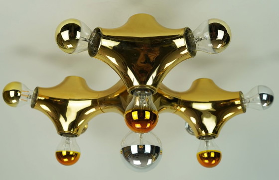 Cosack Gemini Space Age plafondlamp - goudkleurig plastic - Sputnik plafondlamp - jaren 70. – Plafondlampen (photo 11 of 20)