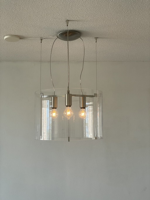 Lampada a sospensione Prandina CPL S7 Design – Vetro trasparente e acciaio spazzolato – hanglampen, Glass, Metal