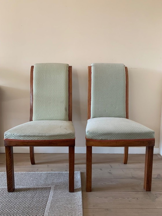 Image 1 of Two elegant, oak art deco chairs