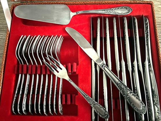 Image 1 of Amefa vintage roestvrijstalen 24-delig dessertbord