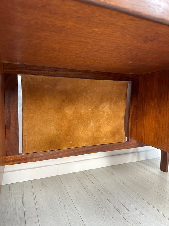 Image 1 of Rare 1960s Danish Teak Freestanding Writing Desk by Peter Løvig Nielsen – Vintage Desk with Shelves & Leather Detail