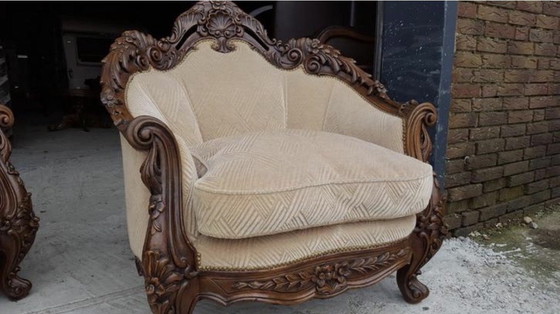 Image 1 of Barok bank met fauteuils