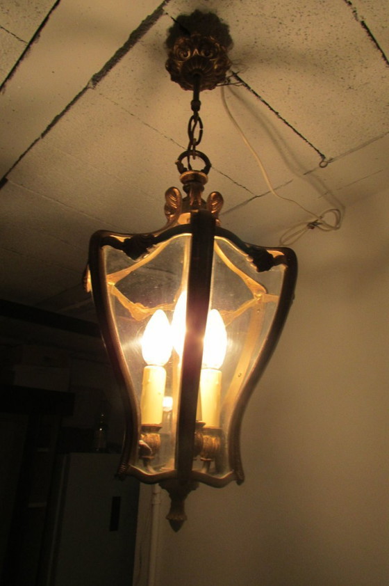 Image 1 of Lanterna d'ingresso in bronzo, 6 lati, 3 luci