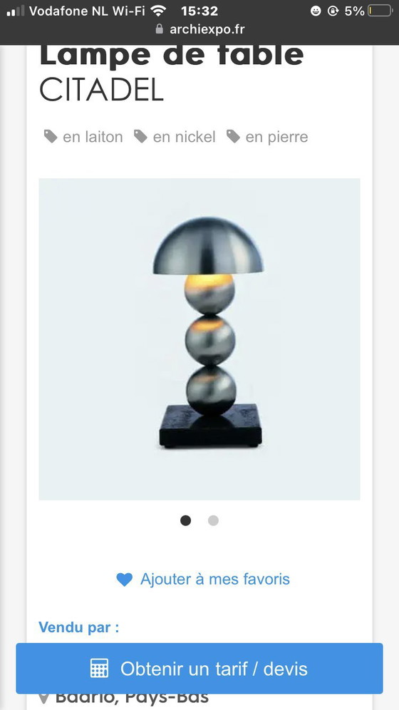 Image 1 of Vintage Jan Pauwels citadel lamp van Quasar