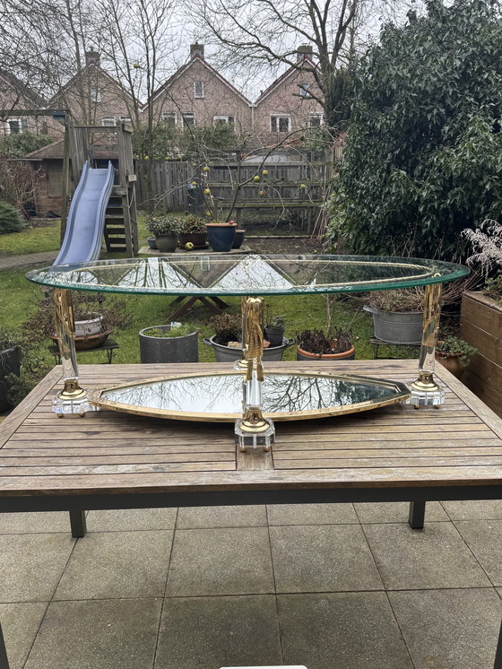 Image 1 of Tavolino da caffè Hollywood Regency | Italiano, dorato e a specchio | ca. 1975)