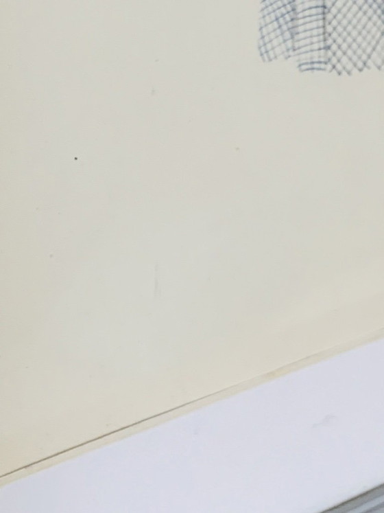 Image 1 of Mid-Century, Signed, Framed, “Robe Ecossaise” Pencil Sketch on Paper by Berthe Duquaine, 1950's
