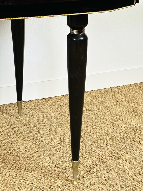 Image 1 of Art Deco eettafel van Macassar ebbenhout, 1940