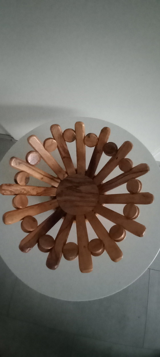 Image 1 of Vintage houten fruitschaal broodmand wooden craft jaren '70