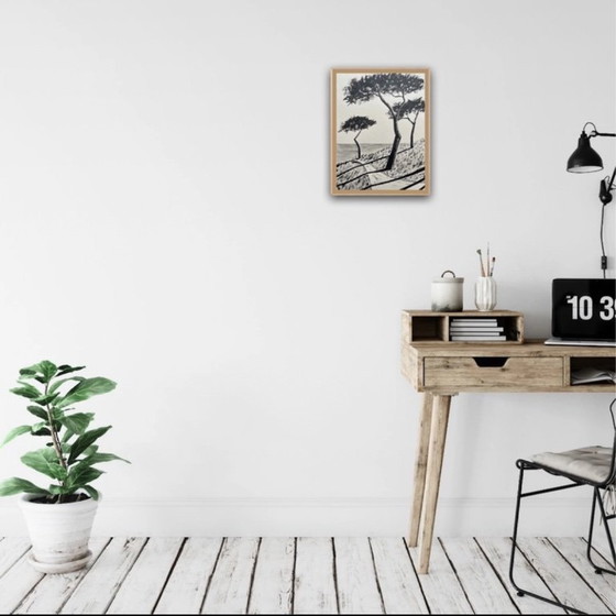 Image 1 of Oost-Indische inkt op natuurpapier. Formaat 40x30cm.