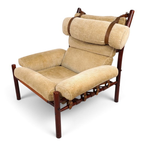 Arne Norell Inca fauteuil met voetenbank – Originele corduroy bekleding, 1970 – Textile, Vintage (photo 14 of 21)